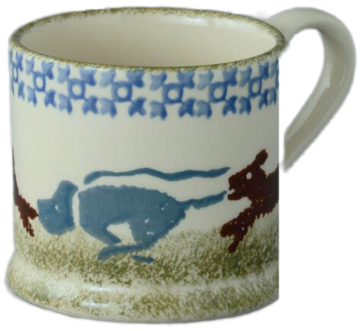 Bds046761 dog scotty chassing small mug