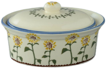 Bsr07768 sunflower blue rim oval butter dish