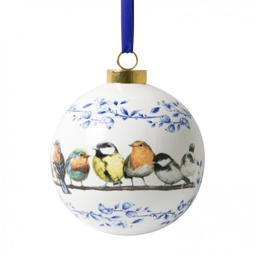Dbk901100 witte kerstbal bosvogels