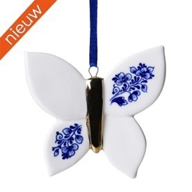 Dbk901232 vlinder met goud aan blauw lint