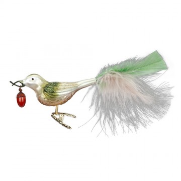 Igv115424 wit groene vogel met rood eikeltje