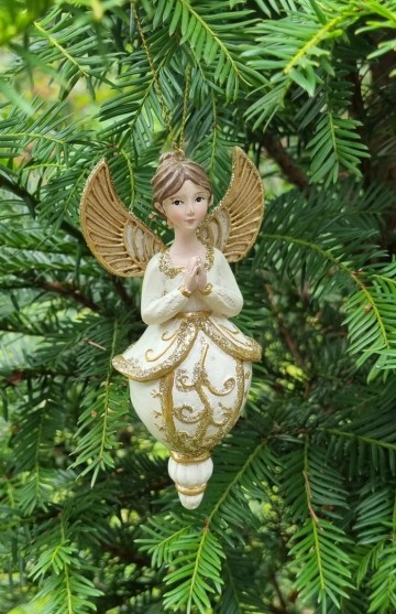 Me2408990 2 engelen hangend taps aflopend 1 met blond haar voorzijde